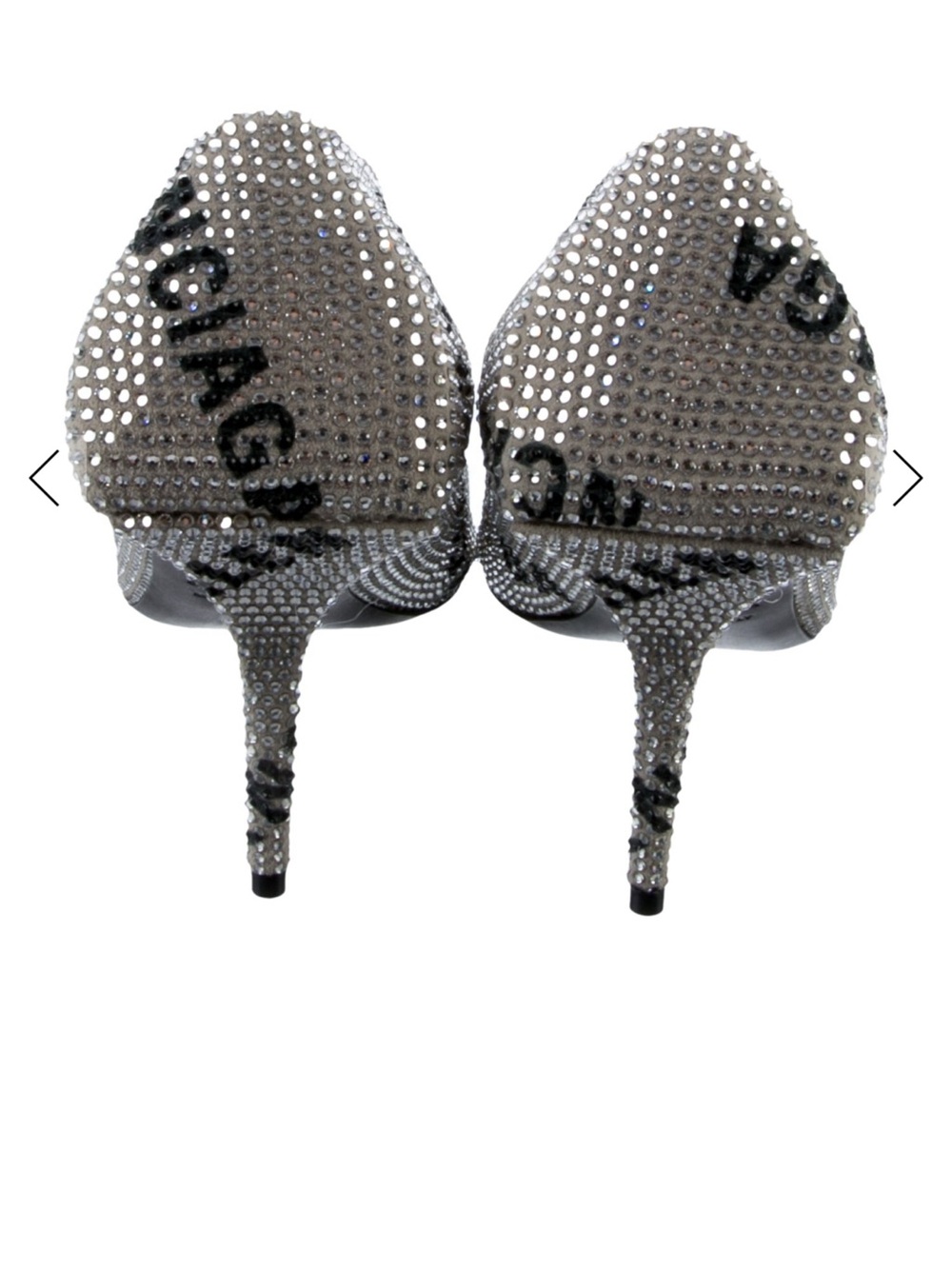 Balenciaga Silver Crystal Embellished Pointed-Toe Pump 39 /9 fits like a 8 1/2